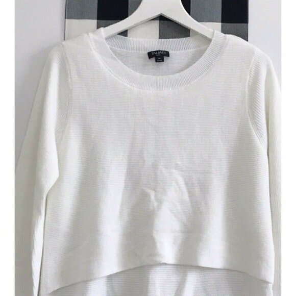 Tahari ASL Long-Sleeve Ribbed Asymmetric White Sweater,, Size M - Picture 5 of 8